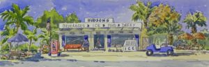 painting of Hudson's Grocery Store by Gail Cleveland
